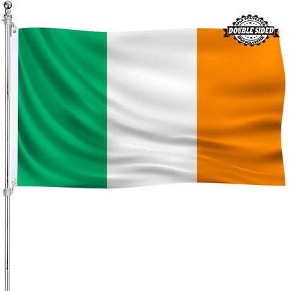AJJSUE Ireland flag 3x5 outdoor heavy-duty stands up to sun and wind.
