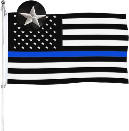 AJJSUE thin line police flag embroidery highlights hand-stitched stars for durability