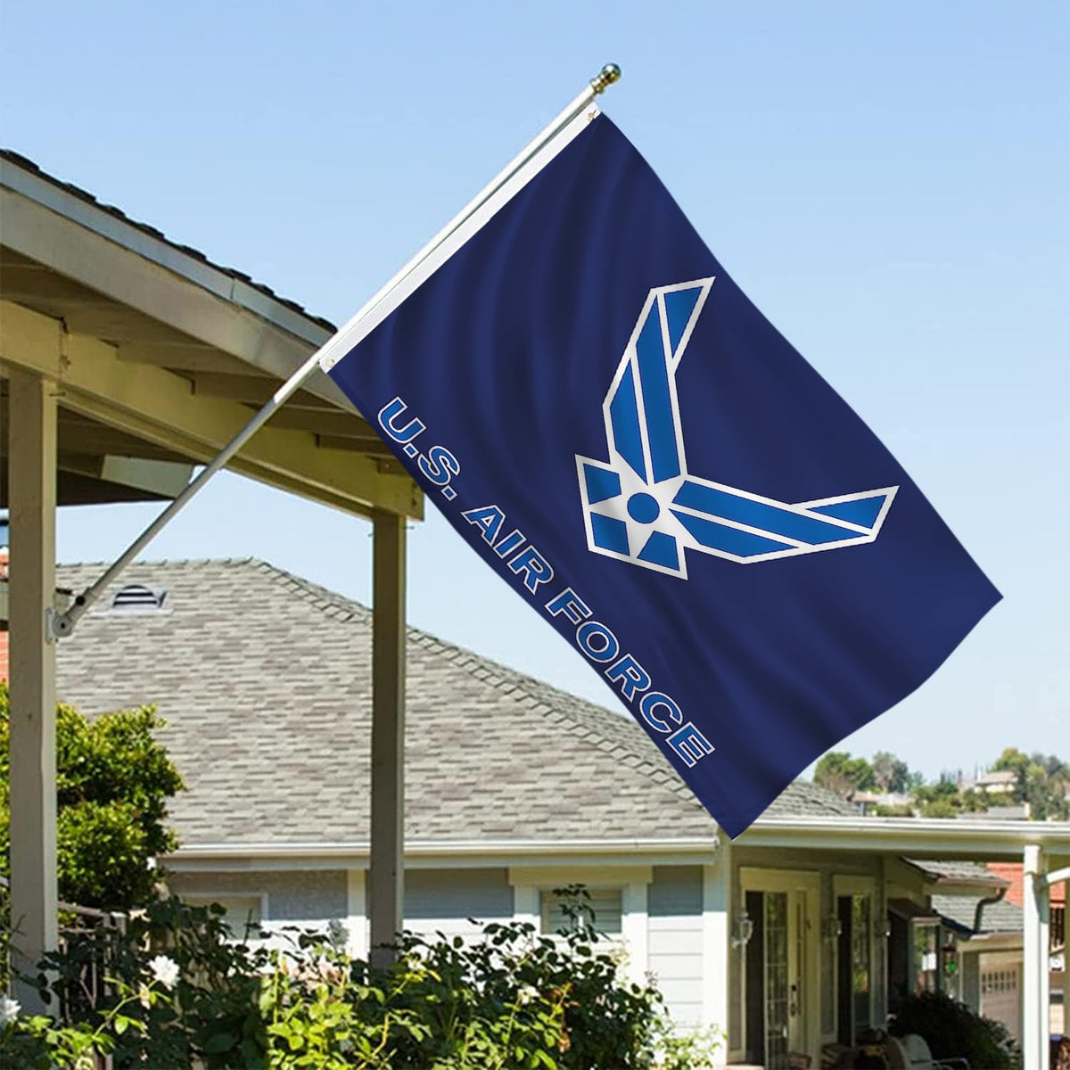 AJJSUE double-sided wings flag, readable from both sides with bright colors.