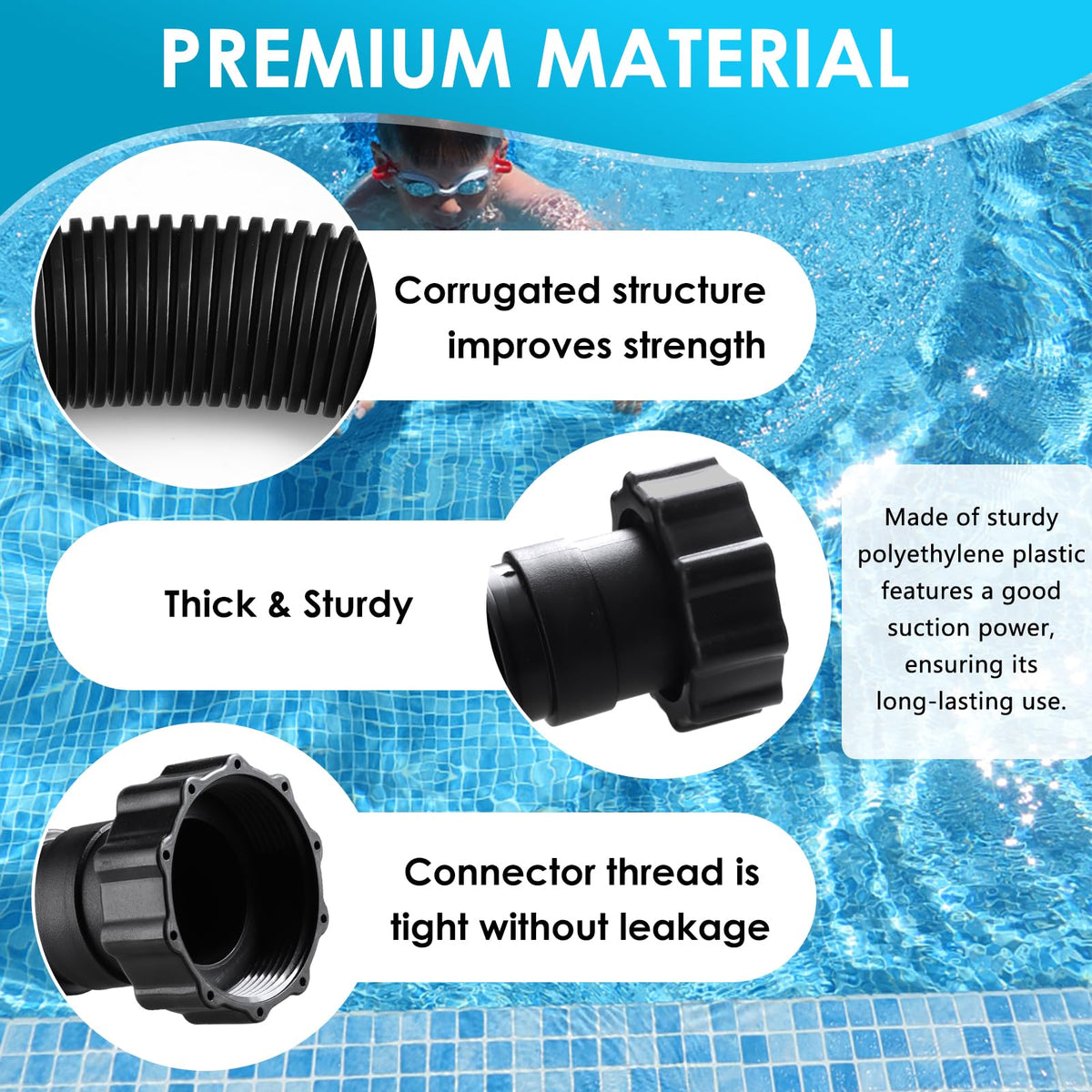 AJLICHIBAN FUN 1.5in hose fits most pumps and filters for easy setup