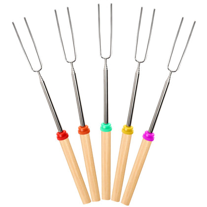 Ajmyonsp marshmallow roasting sticks extend to 32 inches for safer campfire roasting.