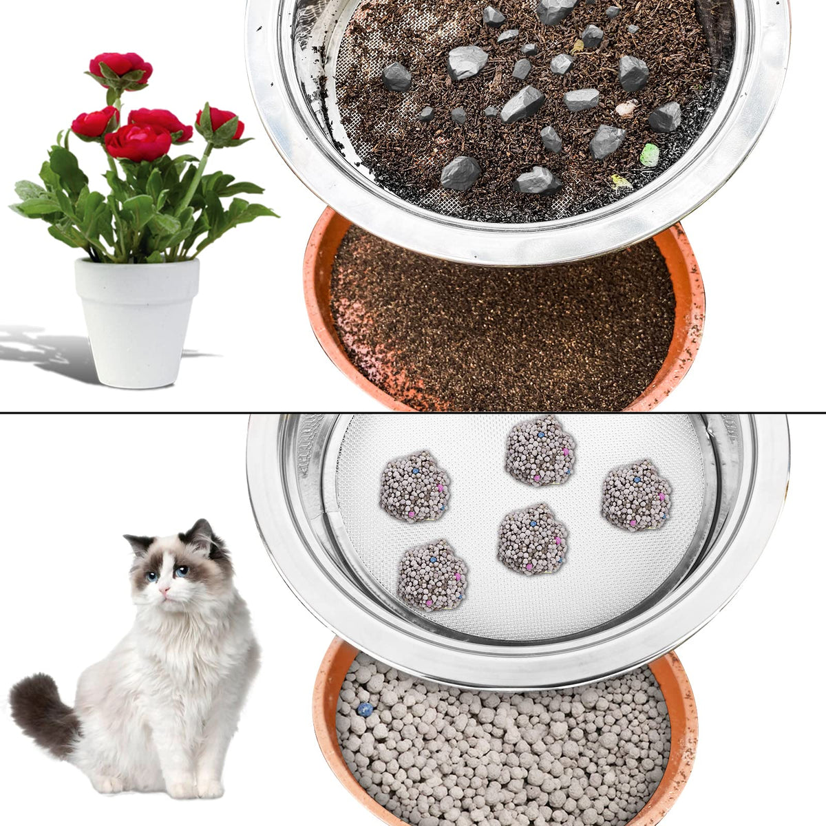 AKAKD 304 stainless steel sifter mesh resists rust for long-lasting composting