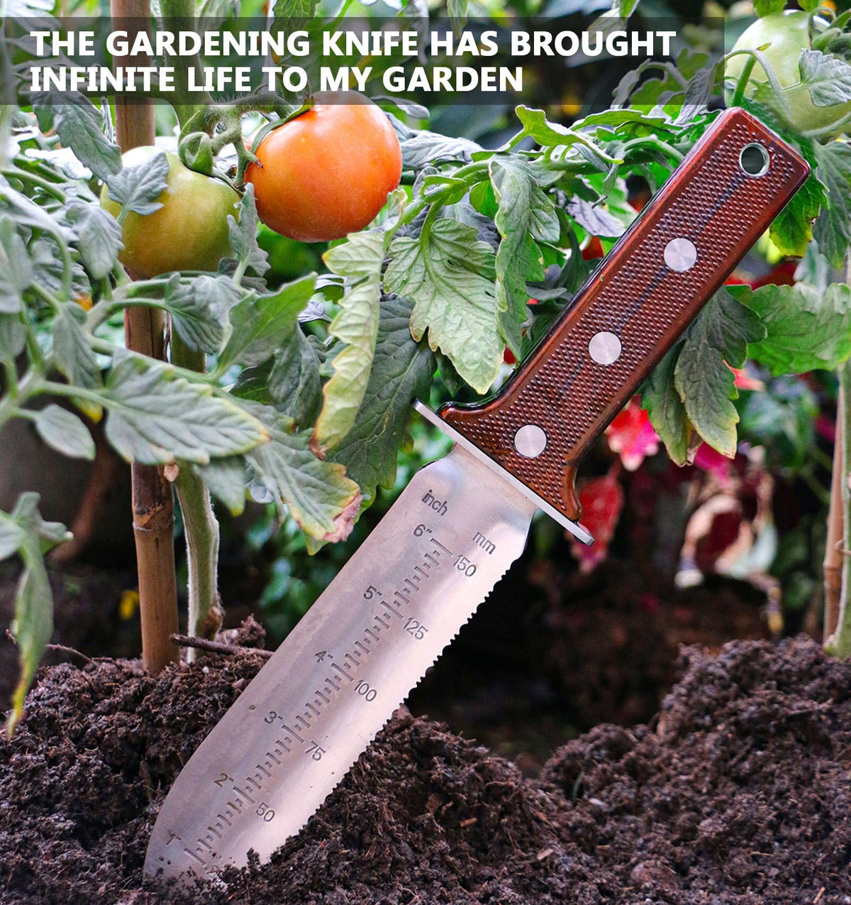 AKAKD Hori Hori knife measure scale—precise depth guidance