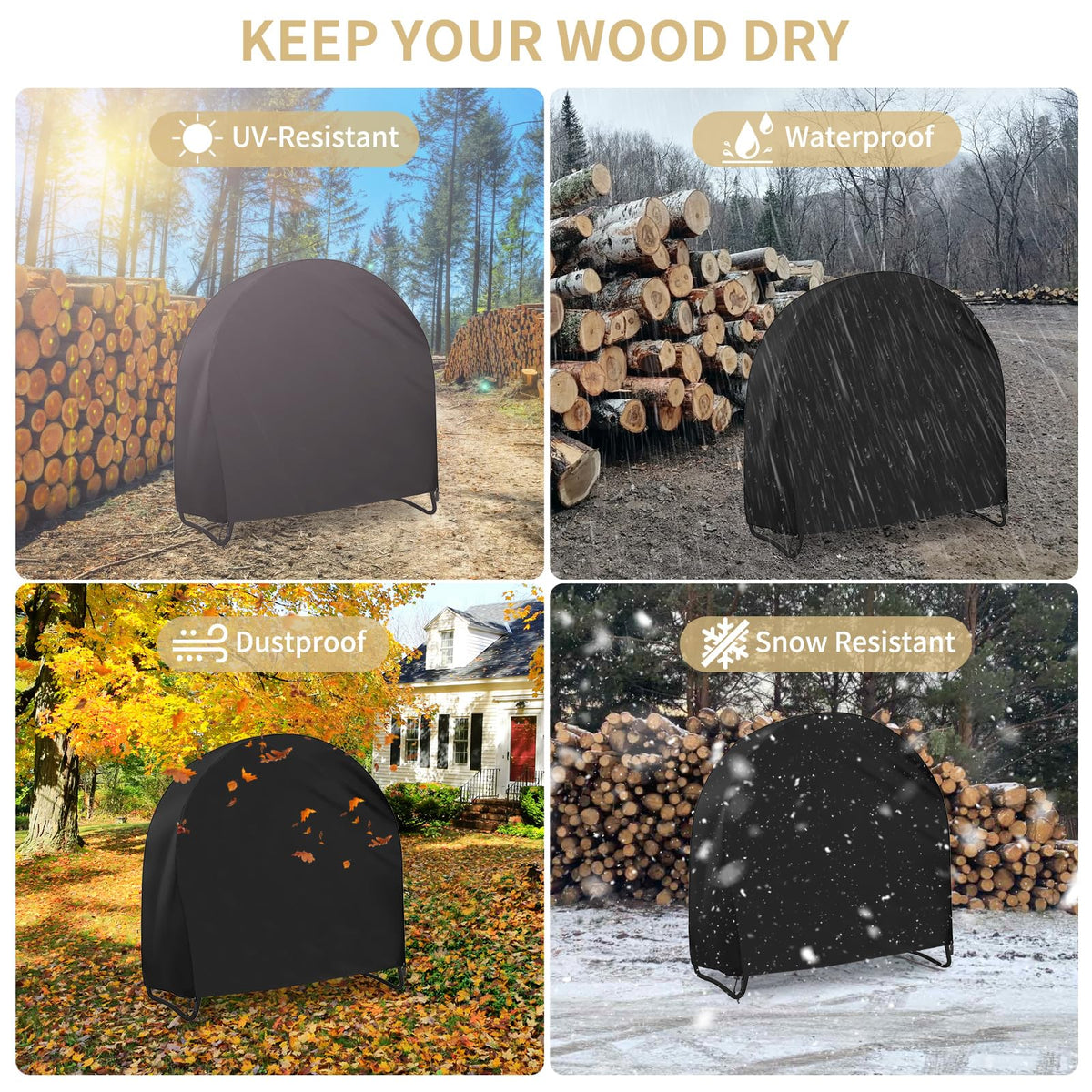 AKEfit all-weather protection for round firewood storage year round