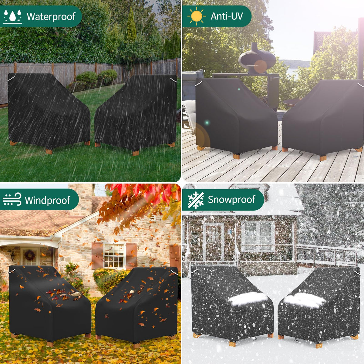 AKEfit black outdoor chair cover complements any patio while guarding against elements.