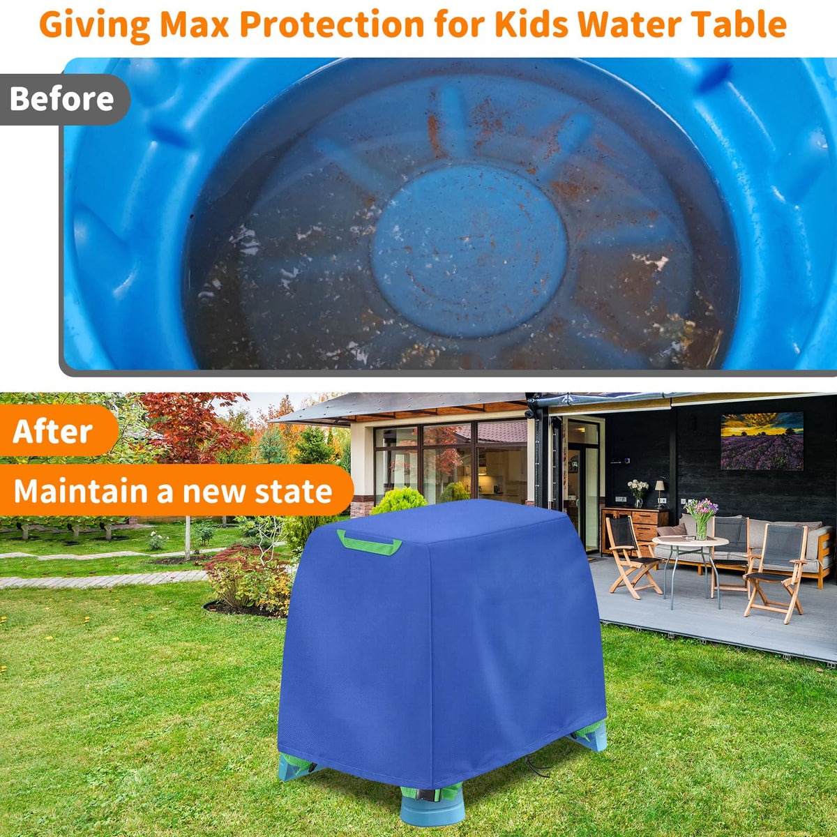AKEfit blue cover fits 38-inch by 22-inch by 31-inch toddler tables