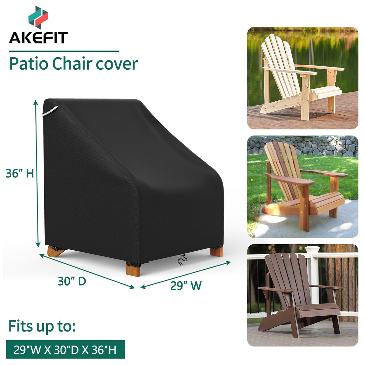 AKEfit waterproof oxford fabric cover keeps chairs dry during rain and snow.