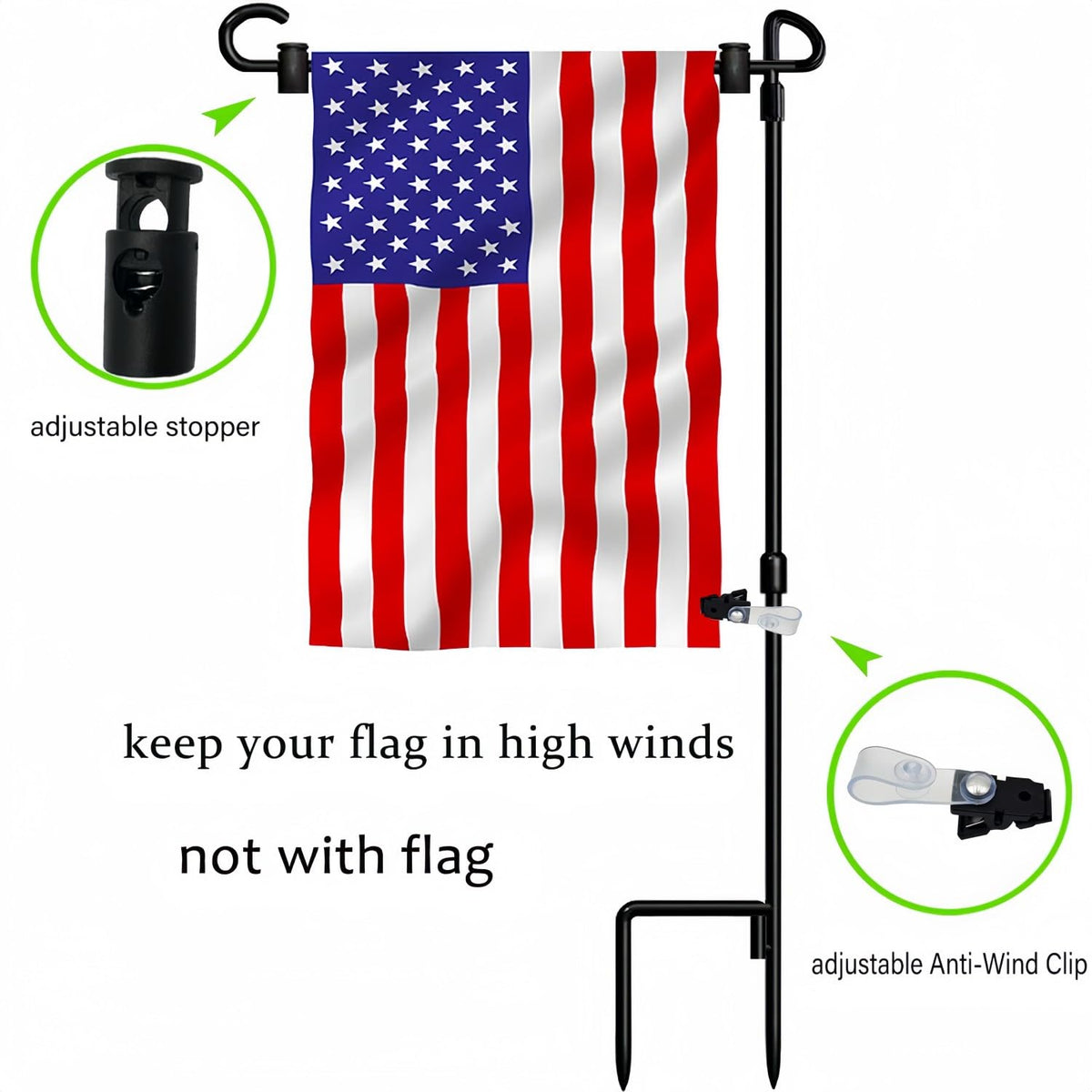Akeydeco removable 3-piece flagpole for easy seasonal storage