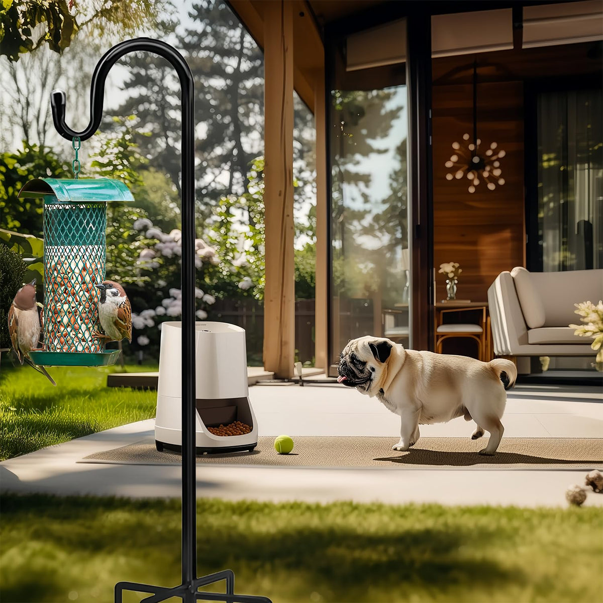 Akeydeco rust-proof powder-coated finish resists rain and sun