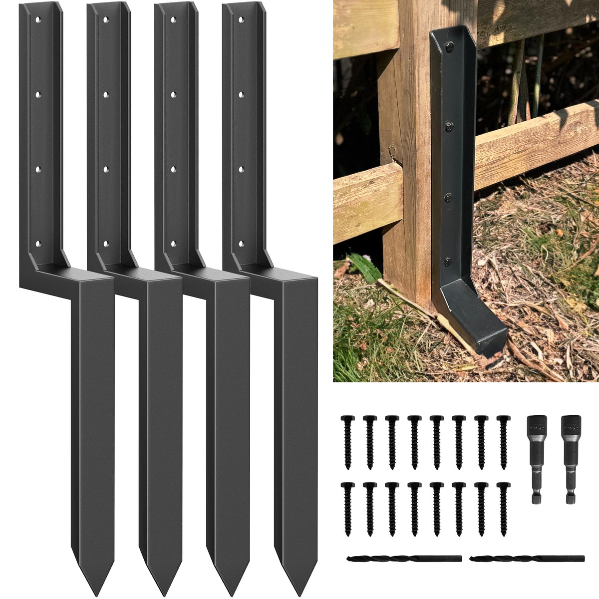 AKINGKONG fence post anchors provide strong support for 4x4 and 6x6 posts.