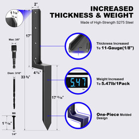 One-piece molded post stake for faster, simpler installation.