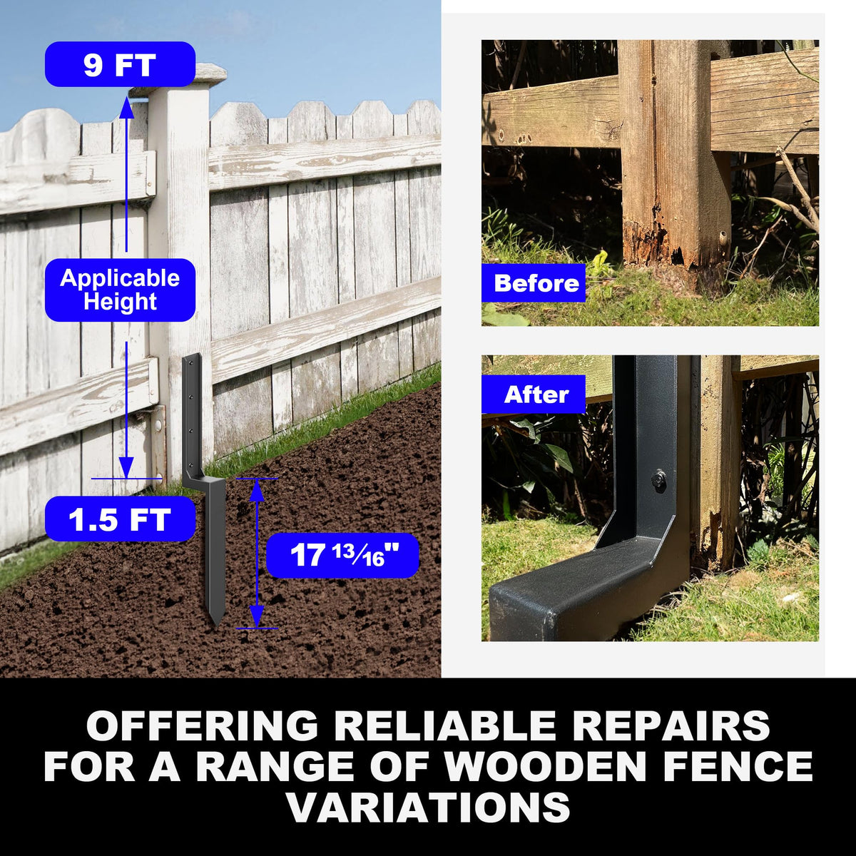 Stability brace system reinforces leaning or tilted posts.