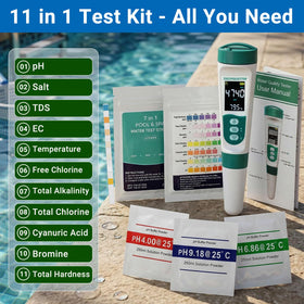 AKSBTEC 7-in-1 pool test strips pack provides quick balance checks for ongoing water care.