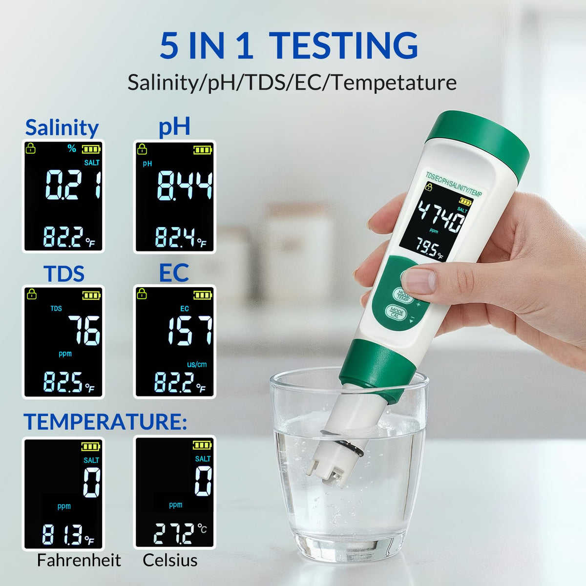 AKSBTEC pool water temperature readout helps you adjust comfort and dosing.