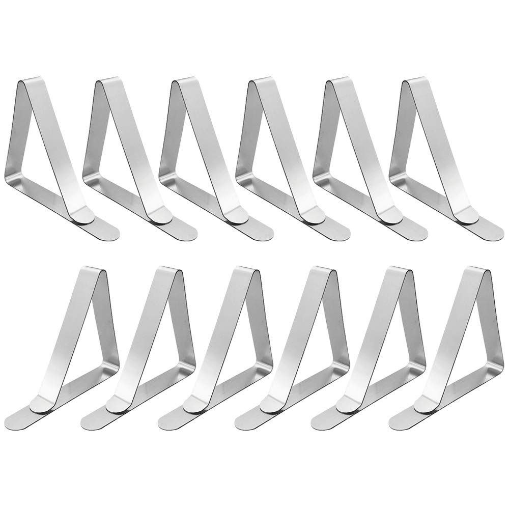 Alamic stainless steel tablecloth clips closeup, durable design for long-lasting use.