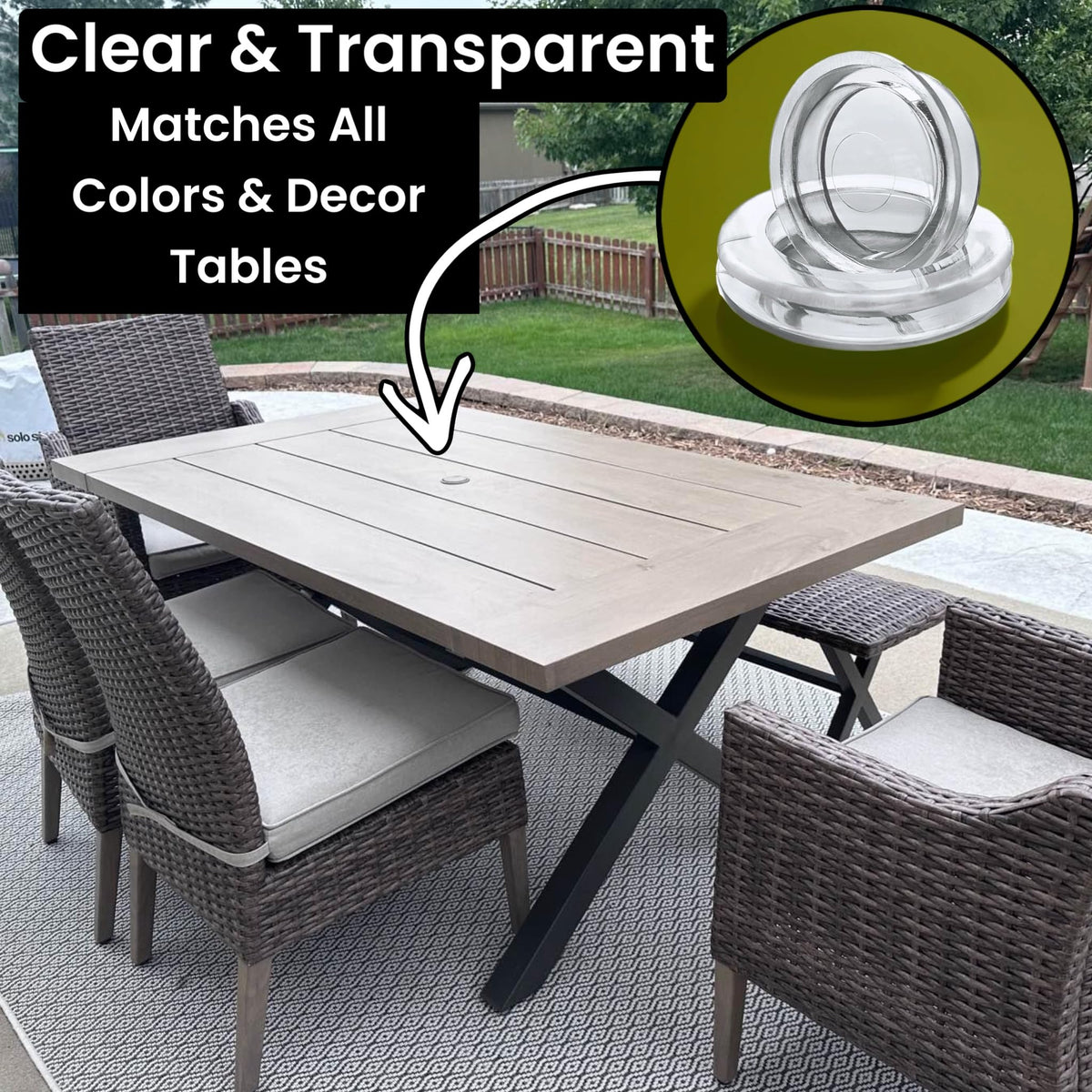 ALAZCO multi-use terrace table with umbrella ring for various materials