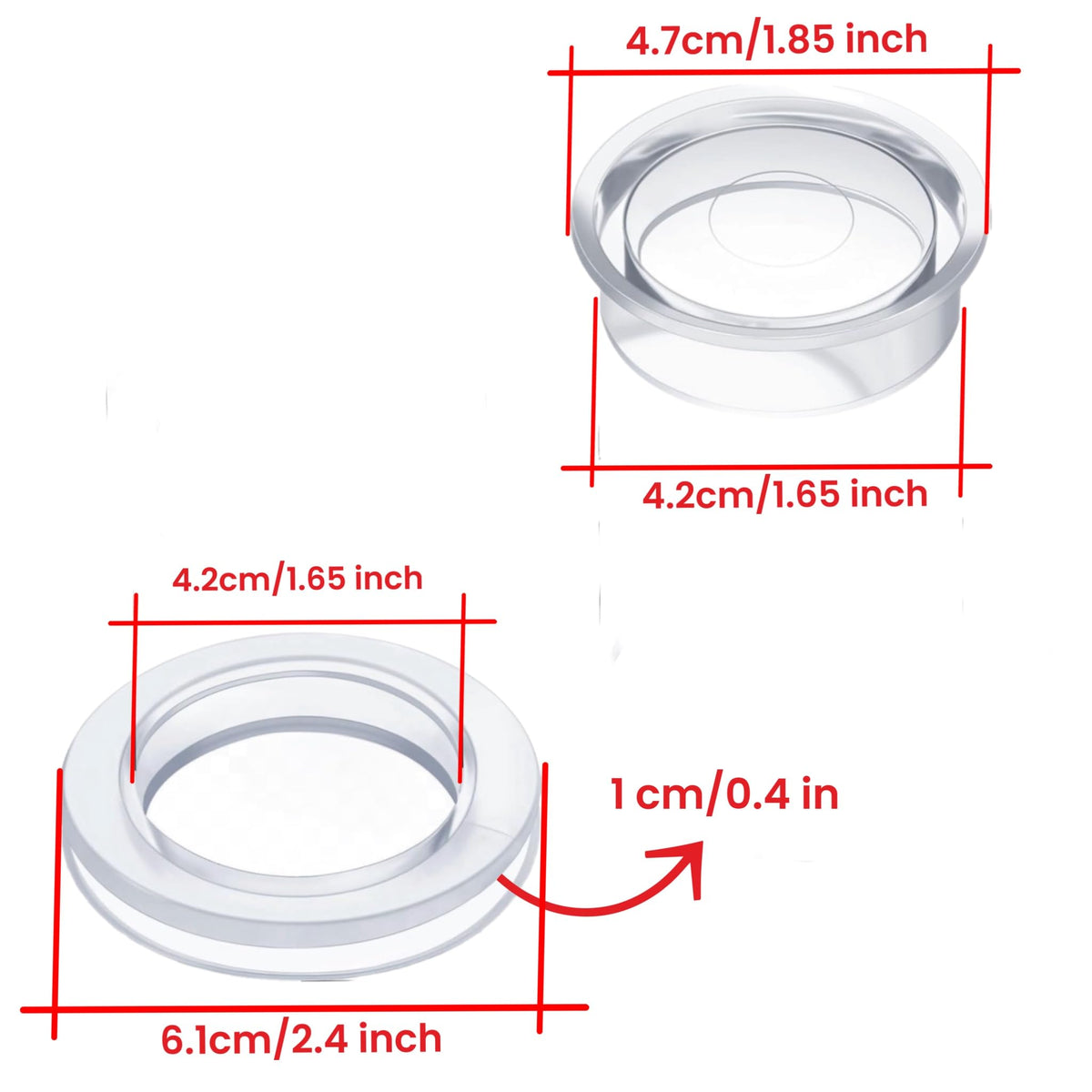ALAZCO clear umbrella cap set over 2-inch ring for protection