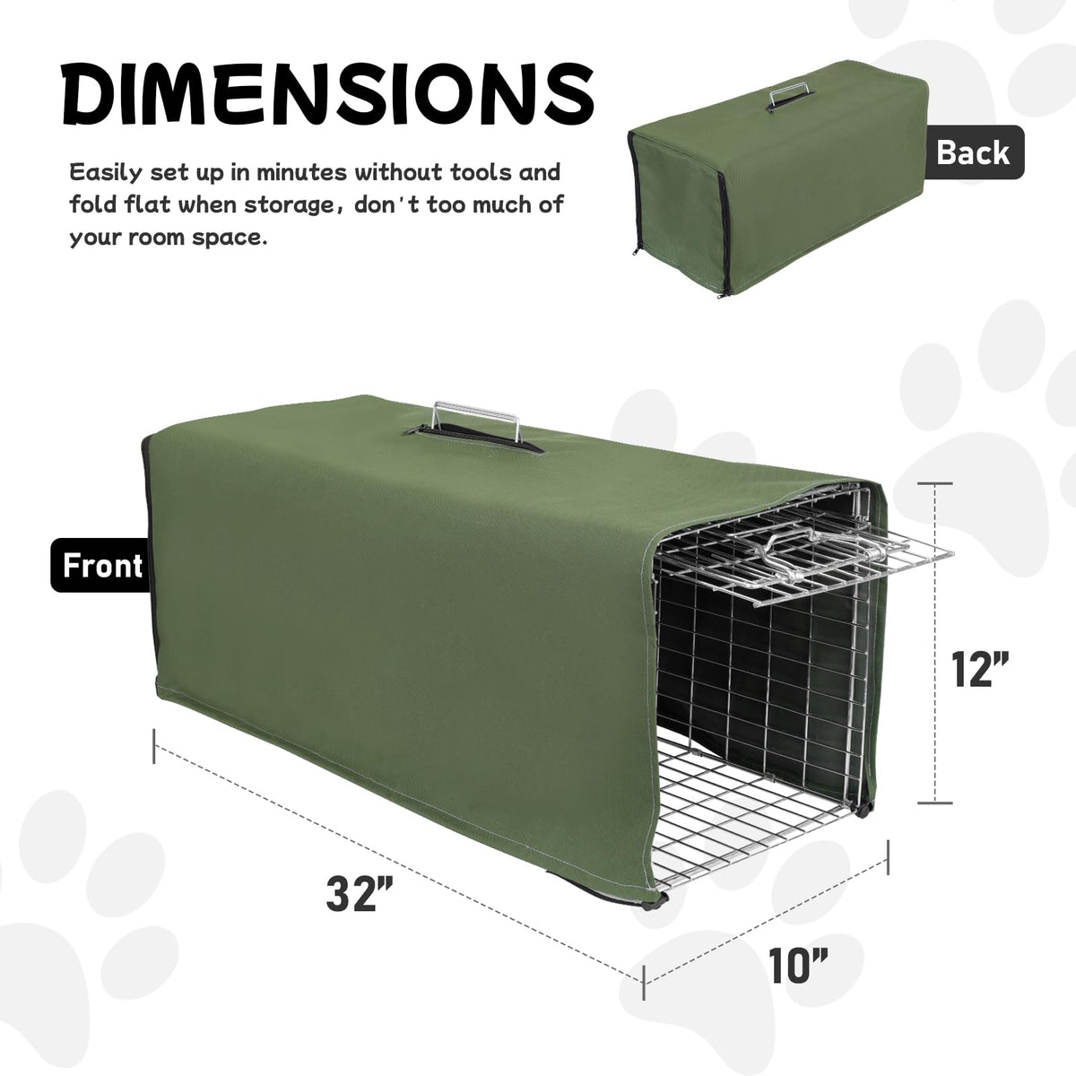 Aledaras trap cover army green side view highlights windproof design for outdoor use.