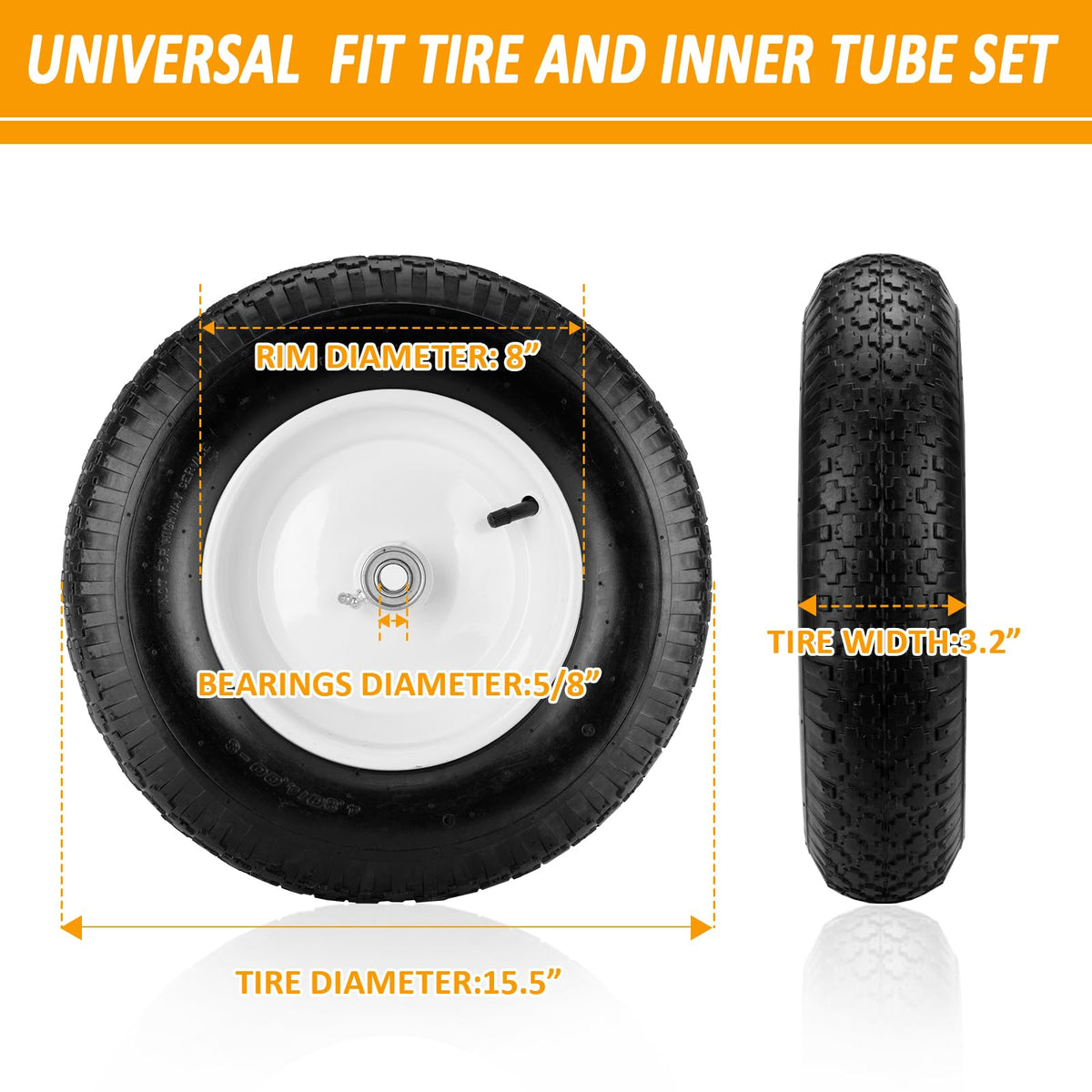 Aledaras air filled wheelbarrow tire provides smooth ride and strong grip across lawns