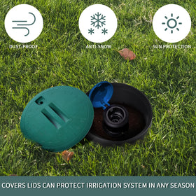 Aleybloodes sprinkler valve box cover installed on a lawn irrigation setup