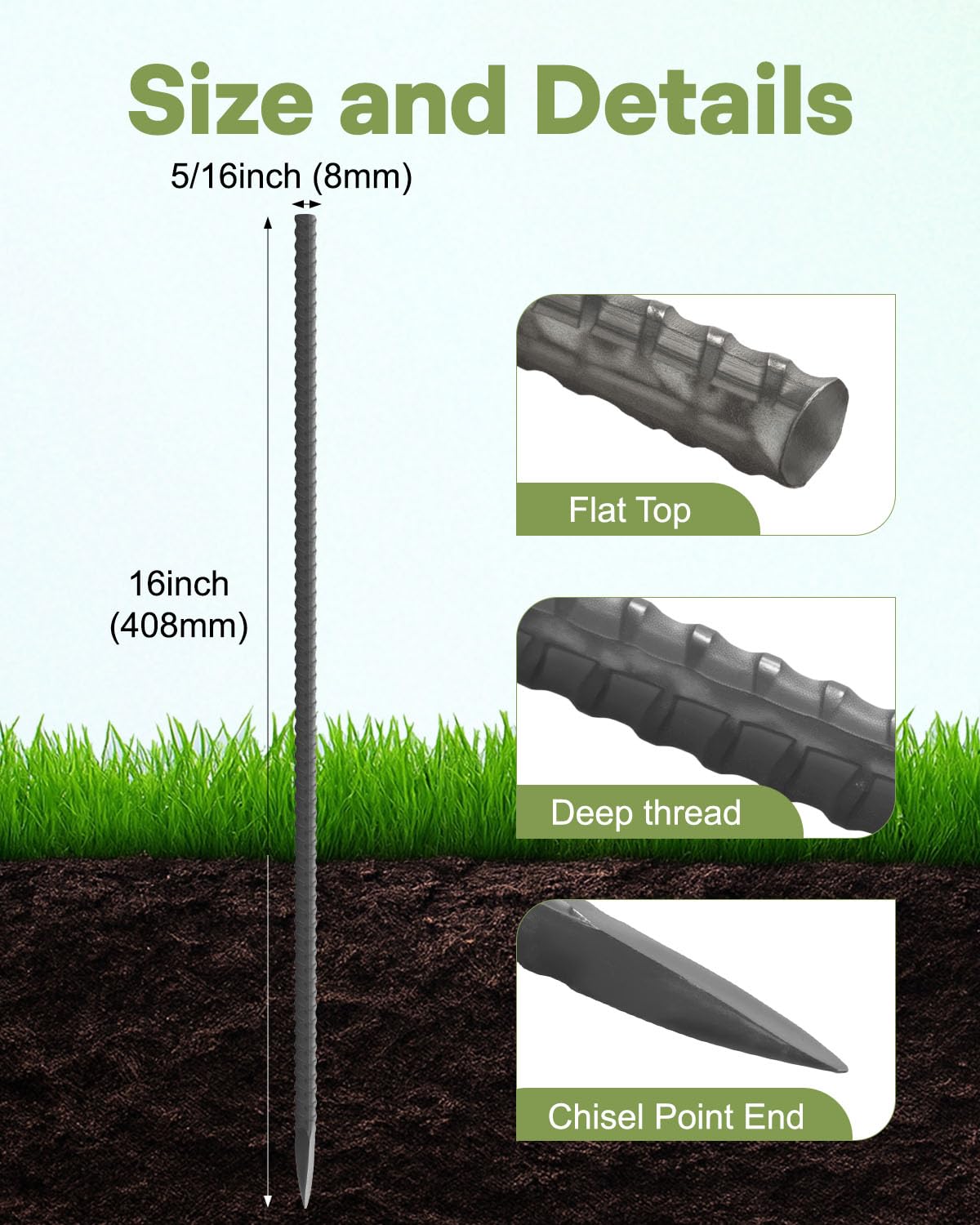 Alffun heavy-duty metal stakes resist bending, ideal for tents and canopies.
