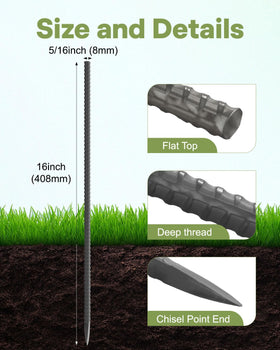 Alffun heavy-duty metal stakes resist bending, ideal for tents and canopies.
