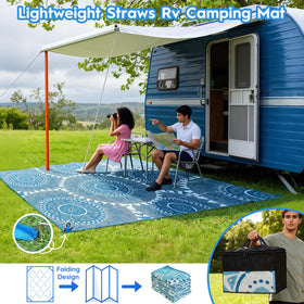 Alfolo lightweight rug folds easily for RV trips and camping.