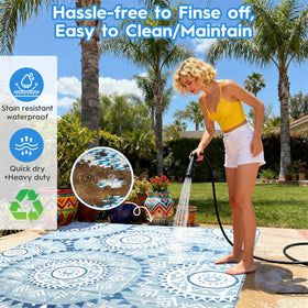 Alfolo multi-scene outdoor rug suitable for decks, balconies, and yards