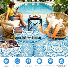 Alfolo navy-blue boho decor adds style to decks and poolside areas.