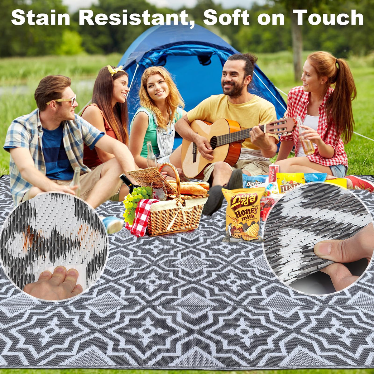 Alfolo outdoor mat for patios 8x10 waterproof and easy to clean