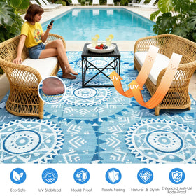 Alfolo reversible boho navy and white rug offering two stylish looks