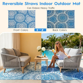 Alfolo reversible boho pattern patio mat doubles decor options outdoors.
