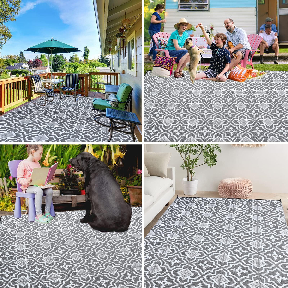 Alfolo waterproof deck rug with easy cleaning and quick drying