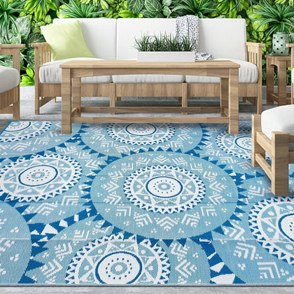 Alfolo waterproof outdoor rug 8x10 for poolside durability and easy cleanup
