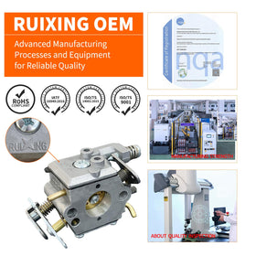 ALFUL Ruixing carburetor for Poulan 2150 chainsaw shown with mounting hardware
