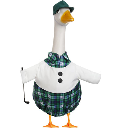 Aliceset Golfer Goose Outfit on a 23-inch goose for festive lawn decor