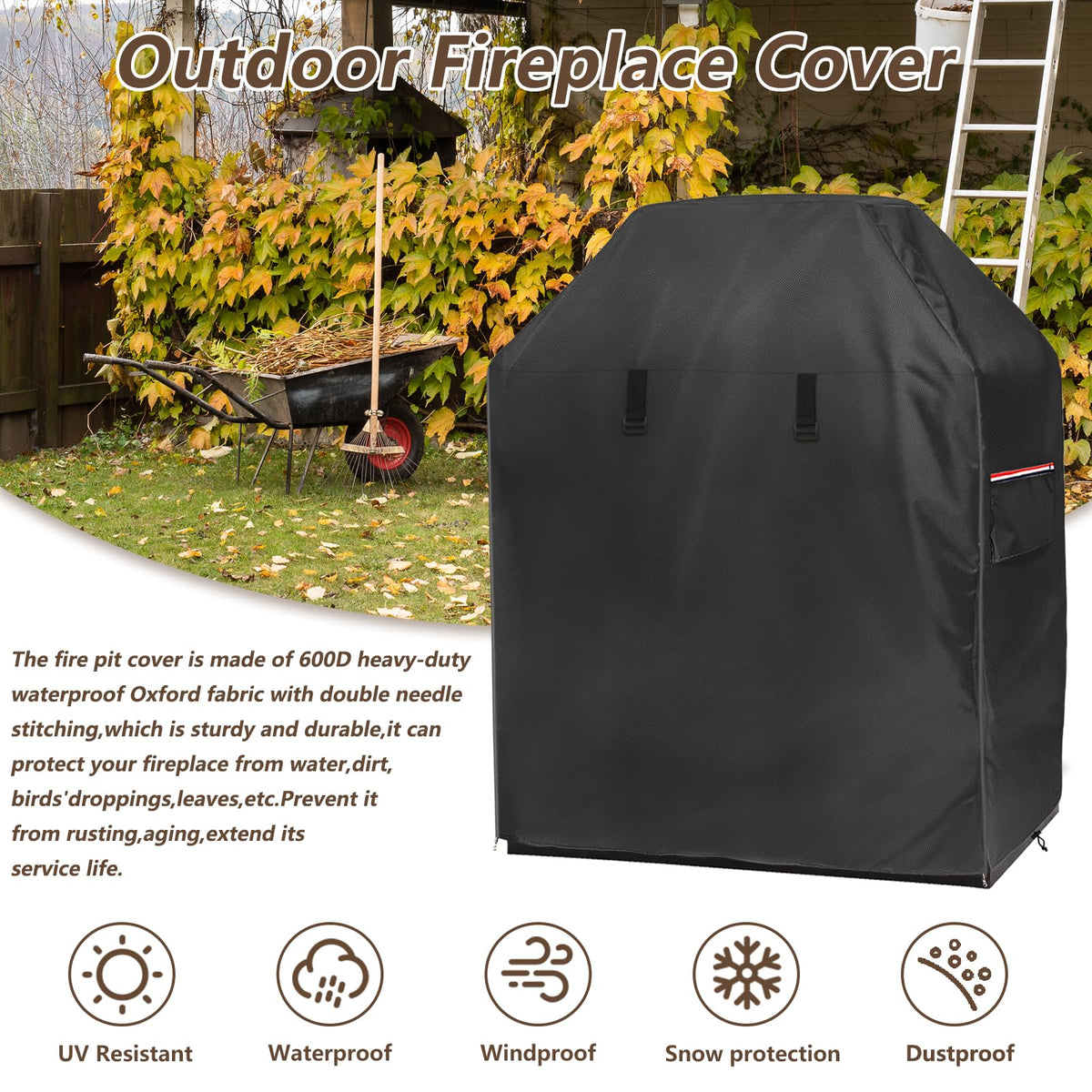Alickwang adjustable buckle straps secure the cover during windy weather.