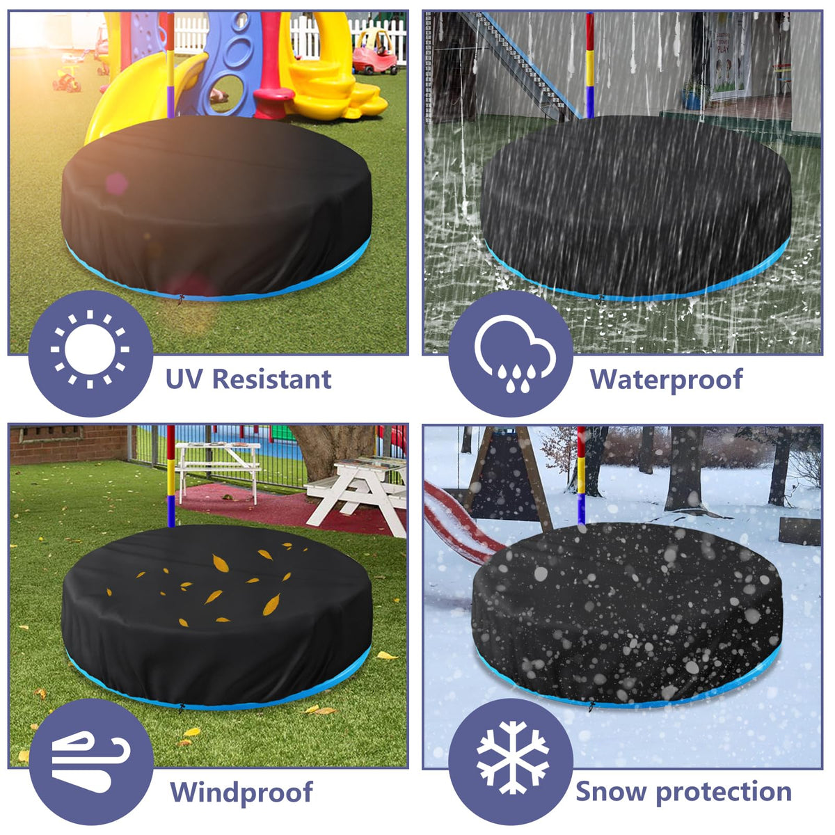 Alickwang black pool cover guards the Step2 Play & Shade pool from dust and leaves.