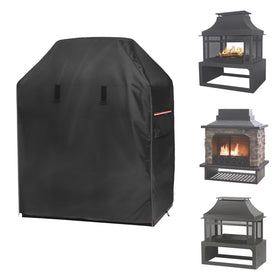 Alickwang outdoor fireplace cover shields a 42-inch tall wood-burning unit from rain.