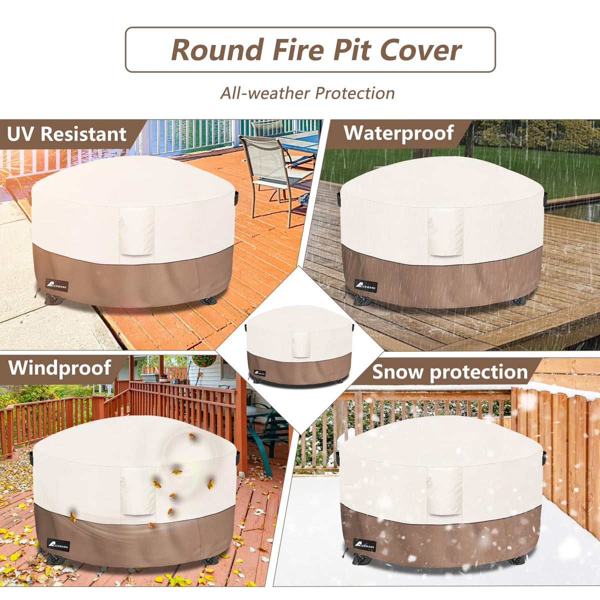 Alickwang weatherproof round cover fits patios, decks, and backyards