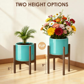 ALIGADO bamboo plant stand corner-fit demonstrates space-efficient room placement