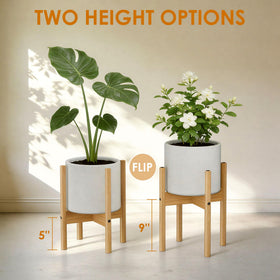 ALIGADO bamboo stand side view showing compact footprint and stability