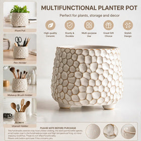 Alikexin 4-inch ceramic planter doubles as a desktop organizer on a workspace.