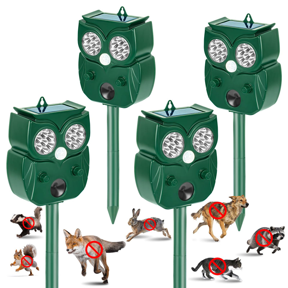 Alikguu Solar Ultrasonic Deterrent front view protects garden from wildlife