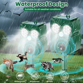 Alikguu Solar Deterrent LED flash and ultrasonic signal deter wildlife humanely