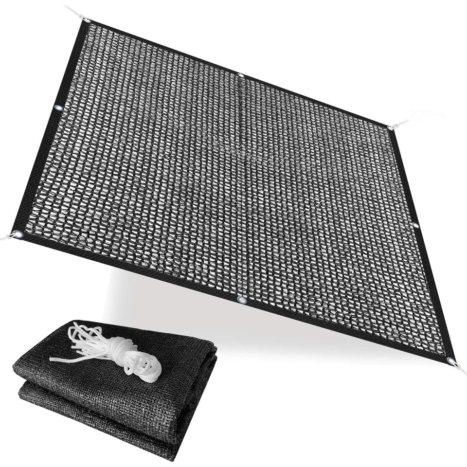 Alion Home 40% sunblock shade cloth over garden netting reduces harsh sun for plants.