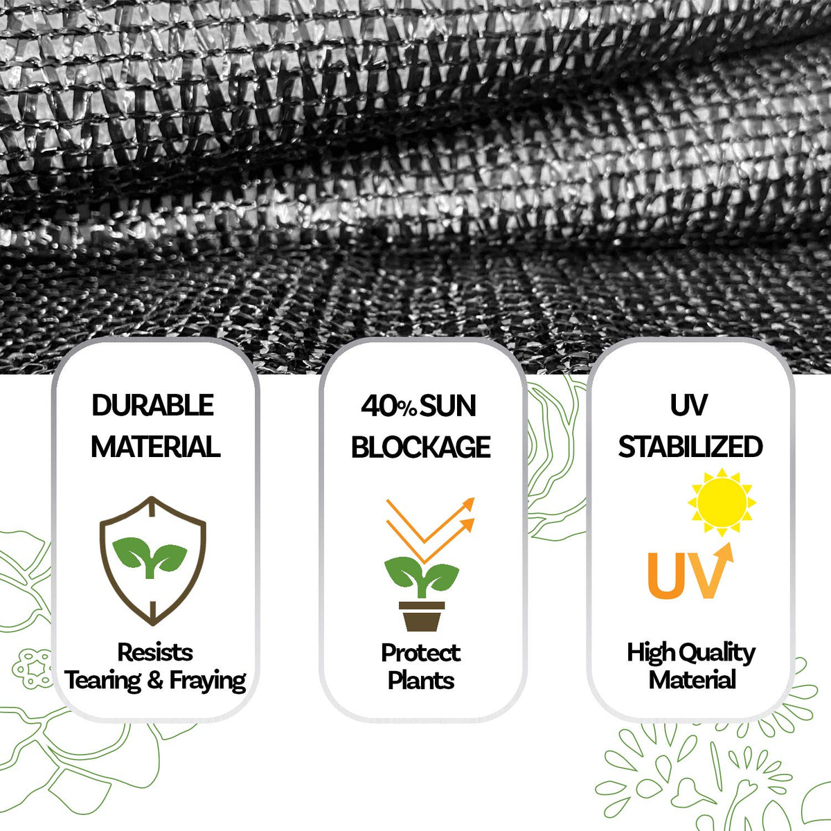 Alion Home grommetted edge design for quick shade-net installation.
