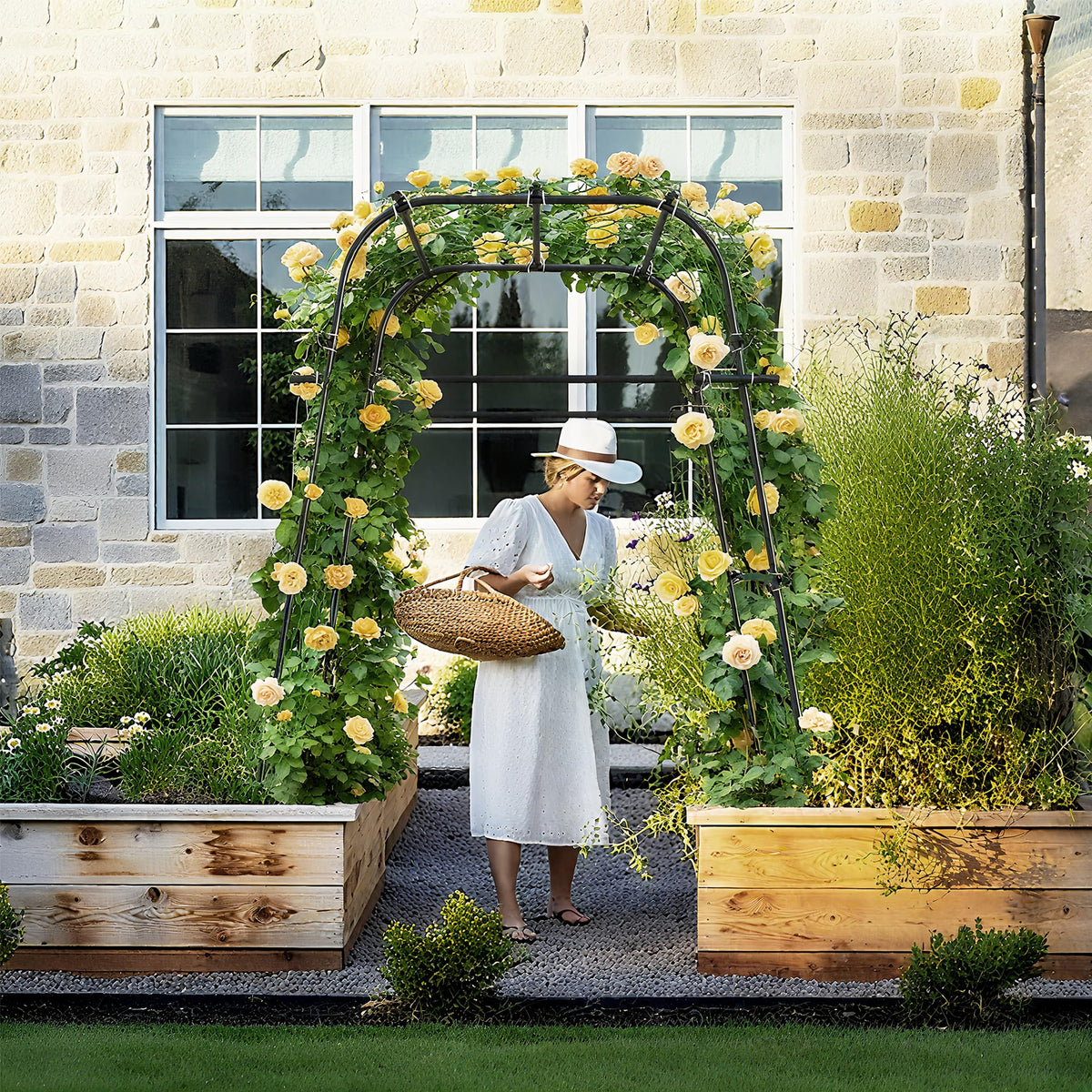 AlisisFores Garden Arch side view, compact profile for small-space gardens
