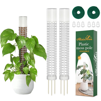 AlisisFores moss pole for Monstera 17-5 inch set supports growth and aerial roots.