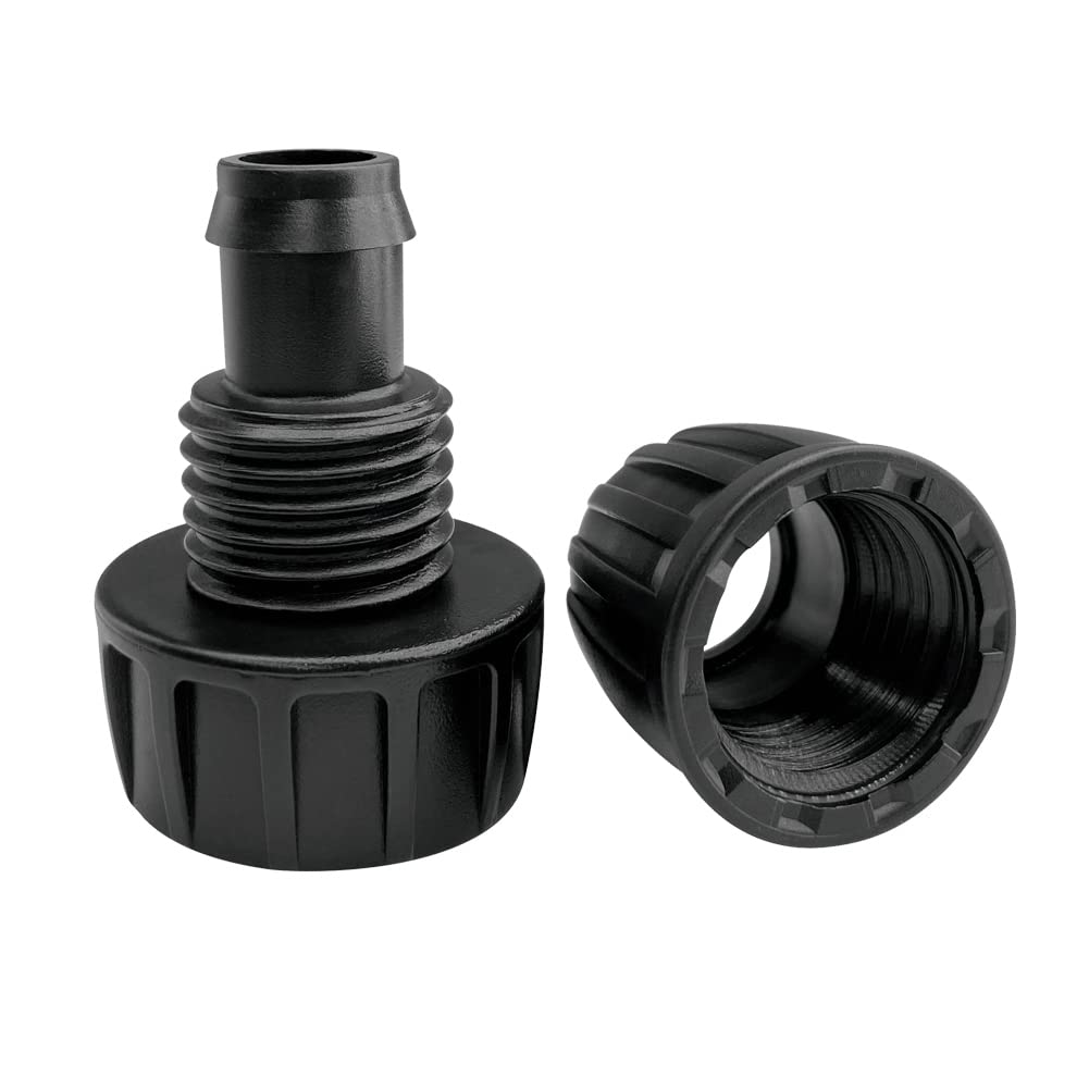 ALKARMA barbed locking drip connector keeps tubing secure during irrigation.